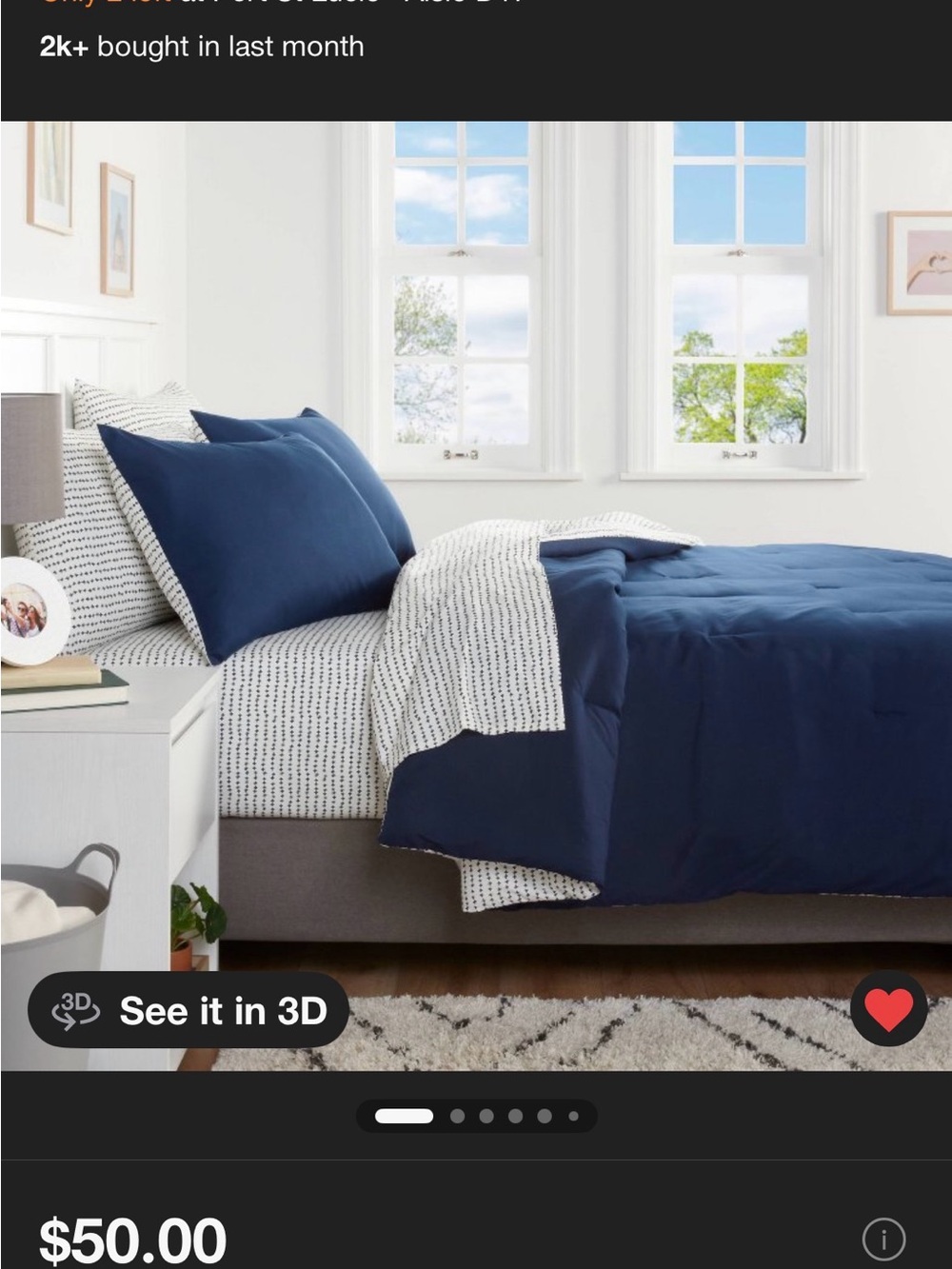 Reversible Navy Solid Comforter Set - Home Bedding